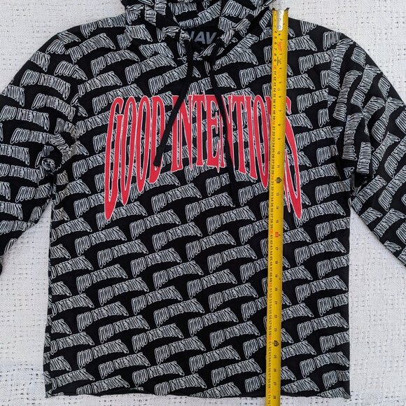Vlone x Nav Good Intentions All Over Hoodie Men's Black Pullover Cotton Size XL - Picture 6 of 7